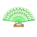 Green Fabric Hand Fan Bronzing Sequin Plastic Folding Purse Girl Party Gift