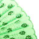 Green Fabric Hand Fan Bronzing Sequin Plastic Folding Purse Girl Party Gift