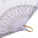 Wedding Party Gift Spanish Handmade Flower Pattern Folding Lace Hand Fan White