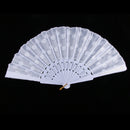 Wedding Party Gift Spanish Handmade Flower Pattern Folding Lace Hand Fan White