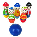 Colorful Mini Wood Bowling Ball Cartoon Figure Bowling Set Skittle Game Toys