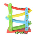 4 Layers Wooden Ramp Racing Set Kids Vehicle Playsets Kids Children Wood Toys