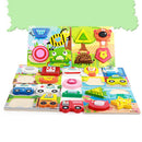 Set of Colorful Cars Chunky Wooden Puzzle Blocks Jigsaw Kids Baby Brain Teasers Educational Creative Toy Gift