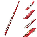 Red LADE 16 Closed Holes C Tone Flute with Leather Case Set Flute Lover Gift