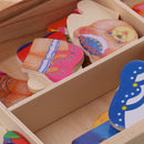 Kid Wood Dress Up Bear Family Mix & Match Outfits Wooden Box Puzzle Play-set