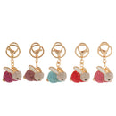 Rhinestone Crystal Rabbit Charm Pendant Lobster Clasp Keyring Key Chain Bag Charm -Dark Red