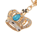 Rhinestone Crystal Crown Charm Pendant Lobster Clasp Keyring Key Chain Bag Charm -Blue