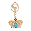 Rhinestone Crystal Crown Charm Pendant Lobster Clasp Keyring Key Chain Bag Charm -Blue