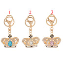 Rhinestone Crystal Crown Charm Pendant Lobster Clasp Keyring Key Chain Bag Charm -Blue