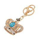 Rhinestone Crystal Crown Charm Pendant Lobster Clasp Keyring Key Chain Bag Charm -Blue