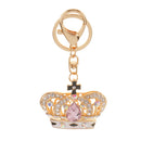 Rhinestone Crystal Crown Charm Pendant Lobster Clasp Keyring Key Chain Bag Charm - Pink