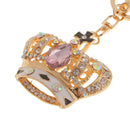 Rhinestone Crystal Crown Charm Pendant Lobster Clasp Keyring Key Chain Bag Charm - Pink