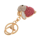 Rhinestone Crystal Rabbit Charm Pendant Lobster Clasp Keyring Key Chain Bag Charm - Pink
