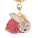 Rhinestone Crystal Rabbit Charm Pendant Lobster Clasp Keyring Key Chain Bag Charm - Pink