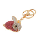 Rhinestone Crystal Rabbit Charm Pendant Lobster Clasp Keyring Key Chain Bag Charm - Pink