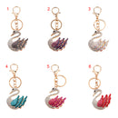 Swan Rhinestone Crystal Car Handbag Purse Charm Pendant Key Chain Ring Gray