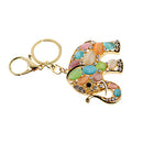 Rhinestone Colorful Cat' Eye Elephant Charm Keyring Key Chain Keyfob