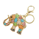 Rhinestone Colorful Cat' Eye Elephant Charm Keyring Key Chain Keyfob