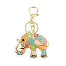Rhinestone Colorful Cat' Eye Elephant Charm Keyring Key Chain Keyfob