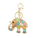 Rhinestone Colorful Cat' Eye Elephant Charm Keyring Key Chain Keyfob