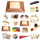 Wooden Medium Montessori Rectangle Tray Cubes Beads Toys Holder With Handle