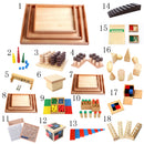 Wooden Medium Montessori Rectangle Tray Cubes Beads Toys Holder With Handle