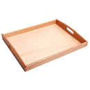 Wooden Medium Montessori Rectangle Tray Cubes Beads Toys Holder With Handle