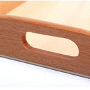 Wooden Medium Montessori Rectangle Tray Cubes Beads Toys Holder With Handle
