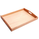 Wooden Medium Montessori Rectangle Tray Cubes Beads Toys Holder With Handle