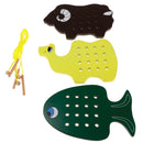 Beechwood Montessori Material - 3pcs Animal Threading Board