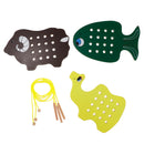 Beechwood Montessori Material - 3pcs Animal Threading Board