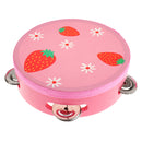 NEW Wooden Tambourine Hand Bell Drum Musical Percusion Instrument-Strawberry