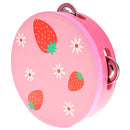NEW Wooden Tambourine Hand Bell Drum Musical Percusion Instrument-Strawberry