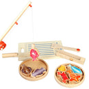 Kids Children Pretend Play Wooden Magnitic Fishing Tools & Fishes Toy Gift