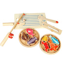 Kids Children Pretend Play Wooden Magnitic Fishing Tools & Fishes Toy Gift