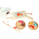 Kids Children Pretend Play Wooden Magnitic Fishing Tools & Fishes Toy Gift