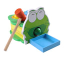 Wooden Cute Frog Knockout Table Hammering Knock Balls Kids Early Learning Toy
