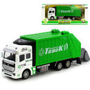 Die Cast Pull Back Sanitation Garbage Truck Model Kids Toy Gift-Green