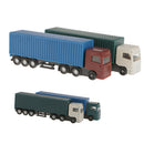 2Pcs Model Container Truck Figure Transporter Truck Vehicle Car 1:150 N Scale Building Scenery Layout