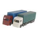 2Pcs Model Container Truck Figure Transporter Truck Vehicle Car 1:100 HO Scale Building Scenery Layout