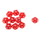 Pack of 10pcs Pearl Red D12 Twelve Sided Game Dice D&D TRPG Games Party Supplies