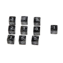 Pack of 10pcs Pearl Black D6 Six Sided Game Dice D&D TRPG Games Party Supplies Toys