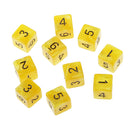 Pack of 10pcs Pearl Yellow D6 Six Sided Game Dice D&D TRPG Games Party Supplies Toys