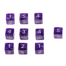 Pack of 10pcs Pearl Purple D6 Six Sided Game Dice D&D TRPG Games Party Supplies Toys