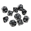 Pack of 10pcs Pearl Black D10 Ten Sided Game Dice D&D TRPG Games Party Supplies Toys