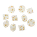 Pack of 10pcs Pearl White D10 Ten Sided Game Dice D&D TRPG Games Party Supplies Toys