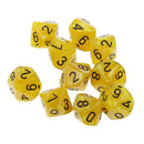 Pack of 10pcs Pearl Yellow D10 Ten Sided Game Dice D&D TRPG Games Party Supplies Toys