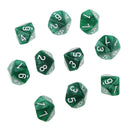 Pack of 10pcs Pearl Green D10 Ten Sided Game Dice D&D TRPG Games Party Supplies Toys