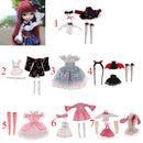 Fashion Black Long Sleeves Shirt w/ Skirt Stockings Hair Band Set for 1/6 BJD SD DOD LUTS Dolls