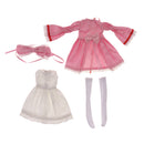 Set of Mandarin Sleeves Pink Coat w/ White Sleeveless Dress Clothes Accs for 1/6 BJD SD DOD Dolls